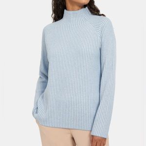 Theory Plaited Ribbed Turtleneck in Cashmere